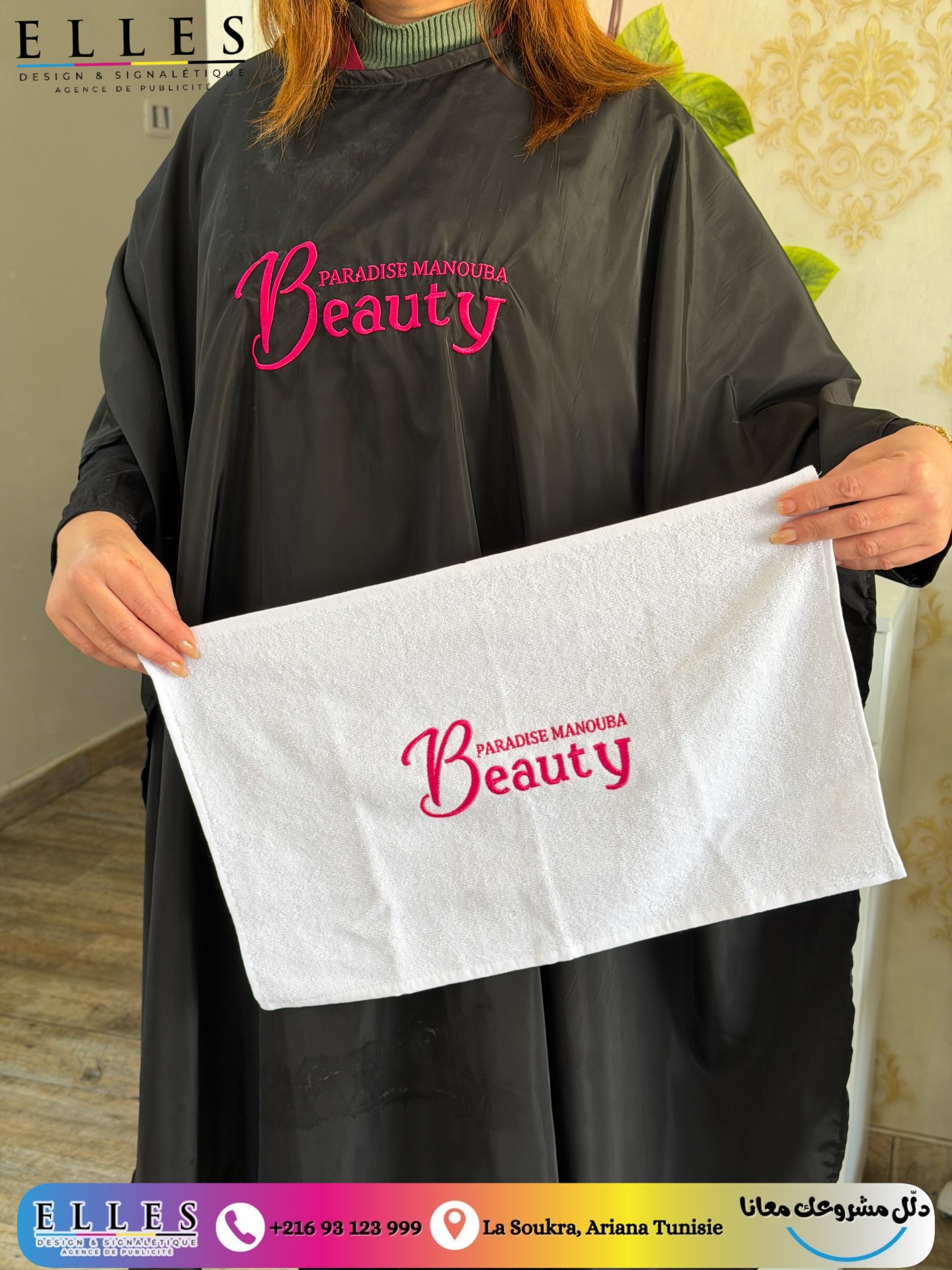 Cape + Serviette Blanche Brodée